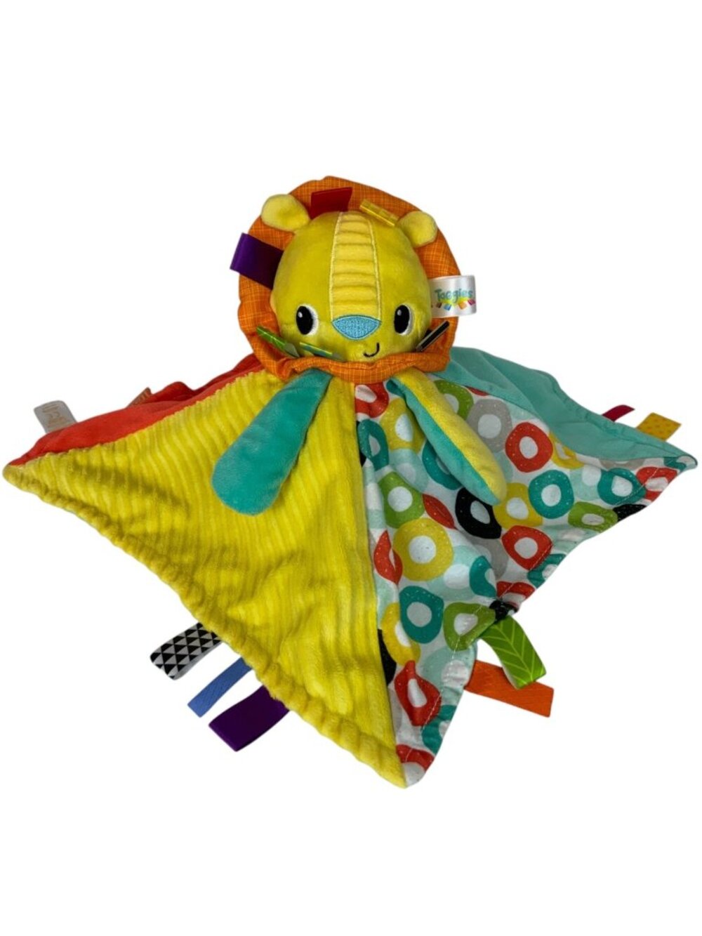 Bright Starts Taggies Lion Lovey Security Blanket Babies Polyester Multi-Color